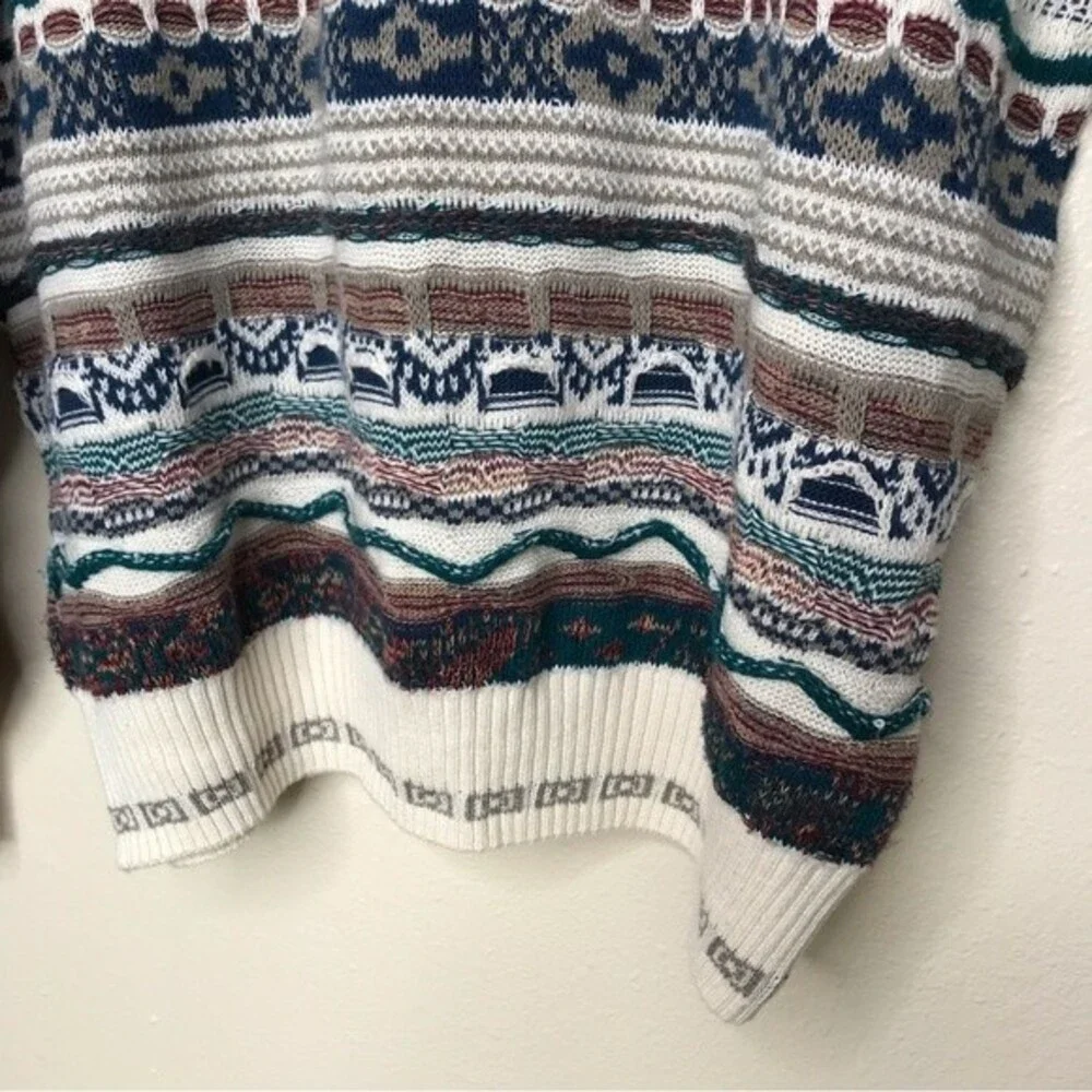 Vintage Alfani Textured 3D Knit Sweater Coogi Style Pullover Men Size Large